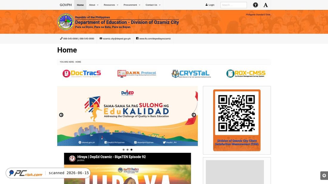 Screenshot of ozamiz.deped.gov.ph