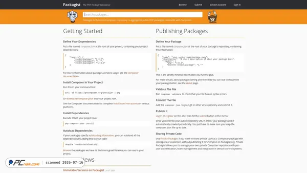 packagist.org screenshot