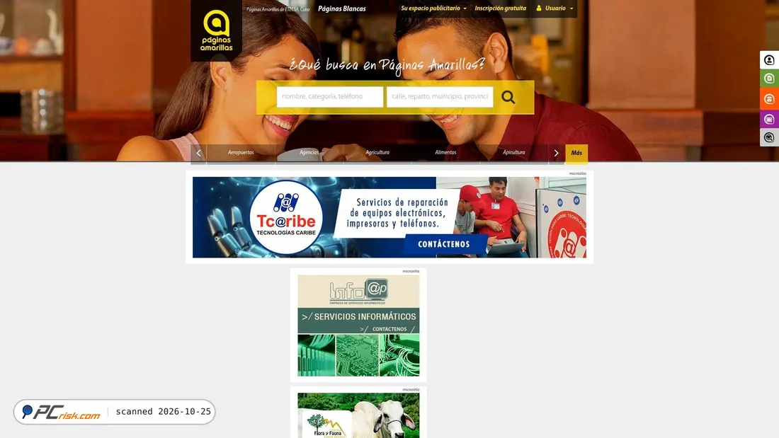 Captura de pantalla de pamarillas.cu