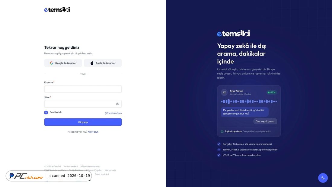 Screenshot of panel.etemsilci.com