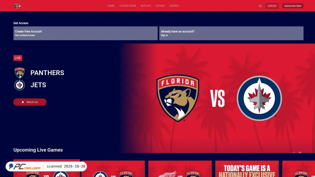 Screenshot of panthersplus.tv