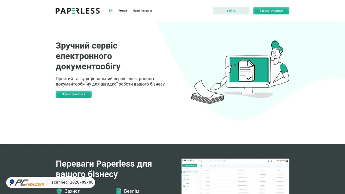 Captura de pantalla de paperless.com.ua