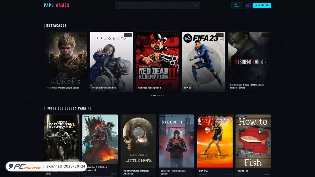 Screenshot von papugames.com