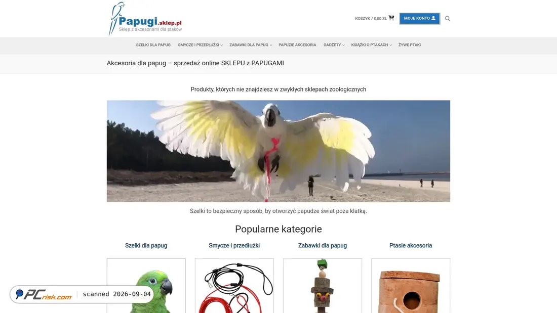 Captura de pantalla de papugi.sklep.pl