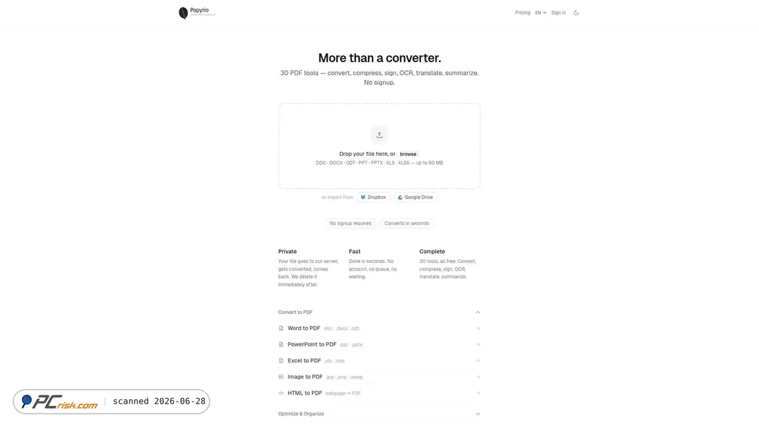Screenshot of papyrio.net