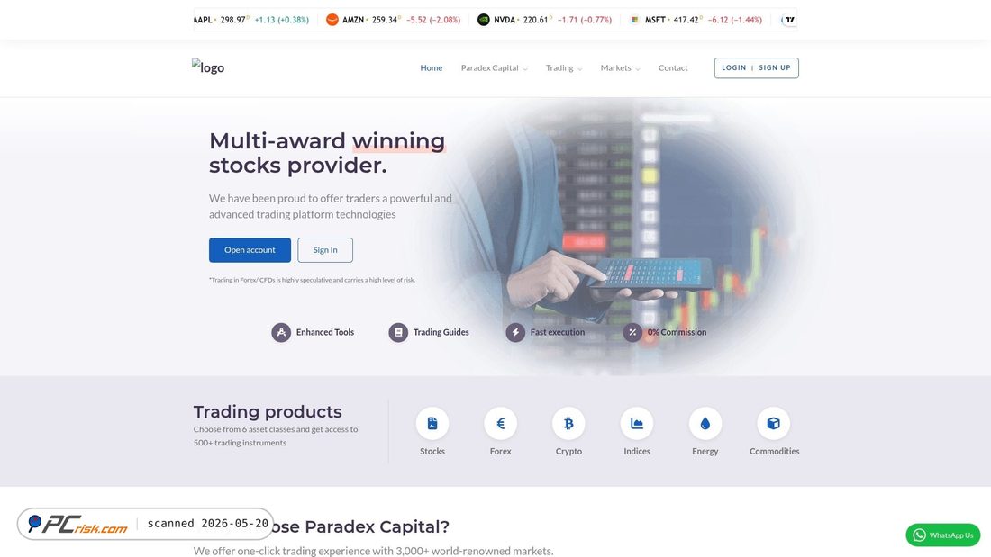 Screenshot von paradexcapital.org