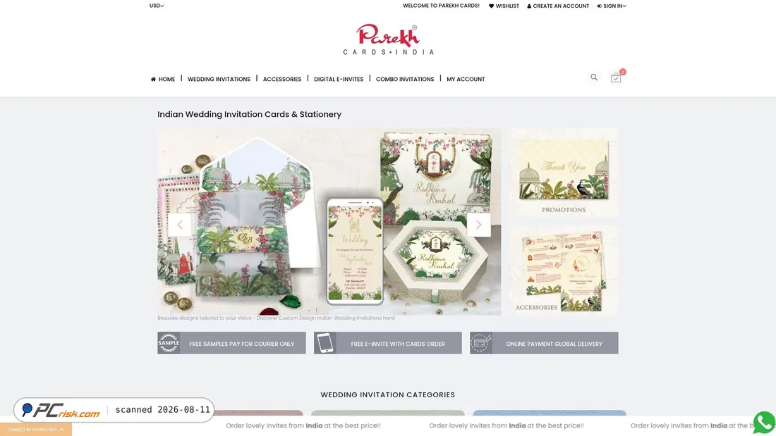 Screenshot of parekhcards.com