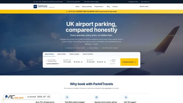 park4travels.co.uk screenshot