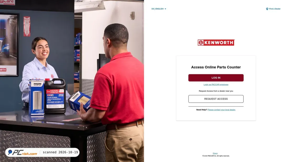 Screenshot of partscounter.kenworth.com