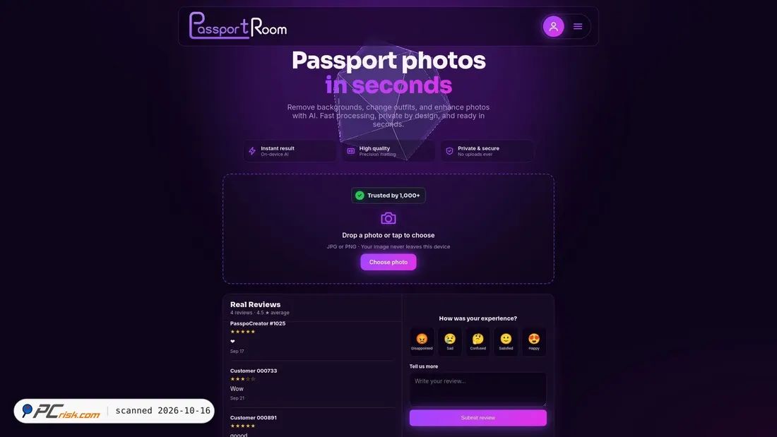 Captura de ecrã de passport-room.com