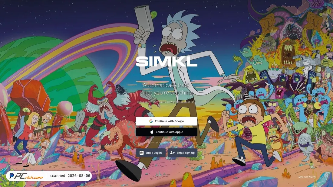 Screenshot von passport.simkl.com