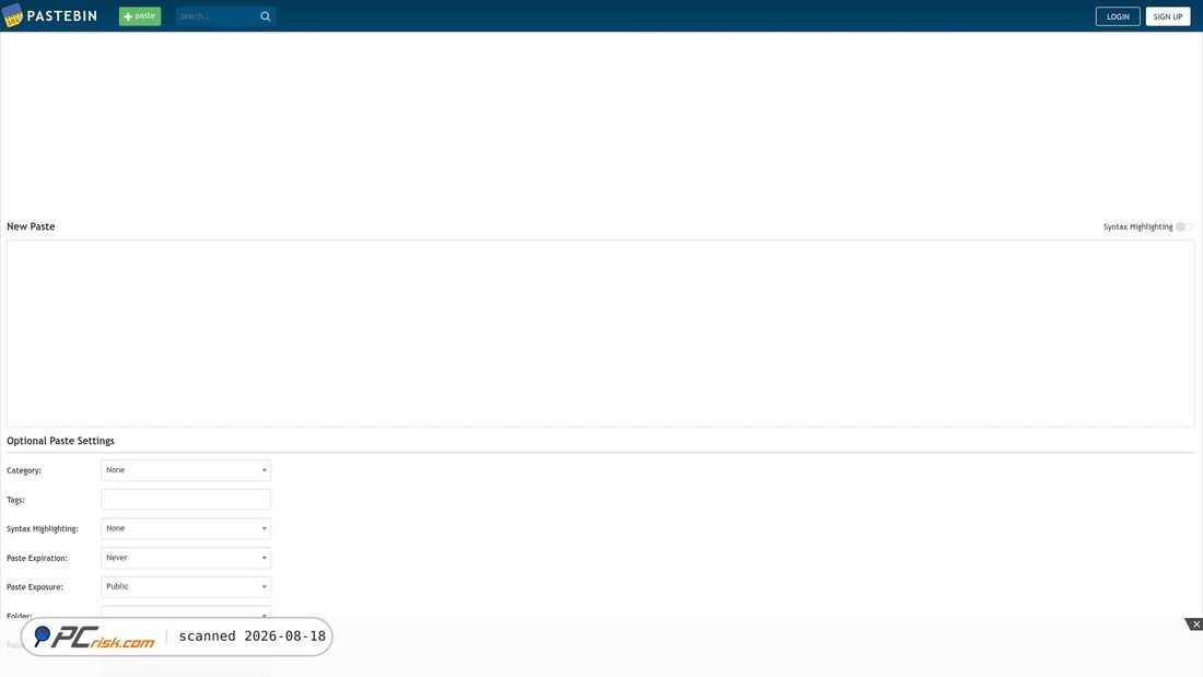 Screenshot von pastebin.com