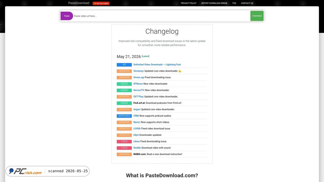 Screenshot of pastedownload.com