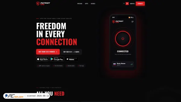 patriot-vpn.net screenshot