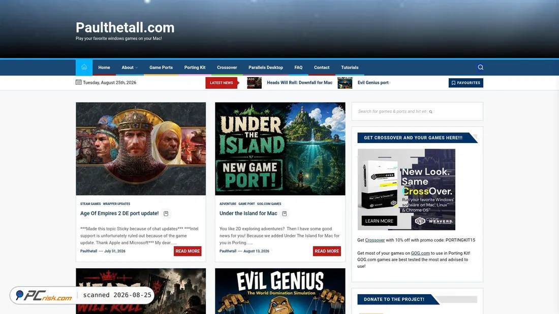 Screenshot of paulthetall.com