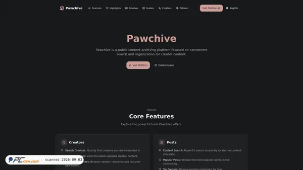 Captura de ecrã de pawchive.org