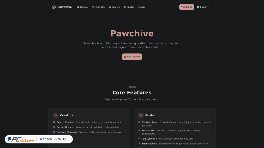 Captura de ecrã de pawchive.org