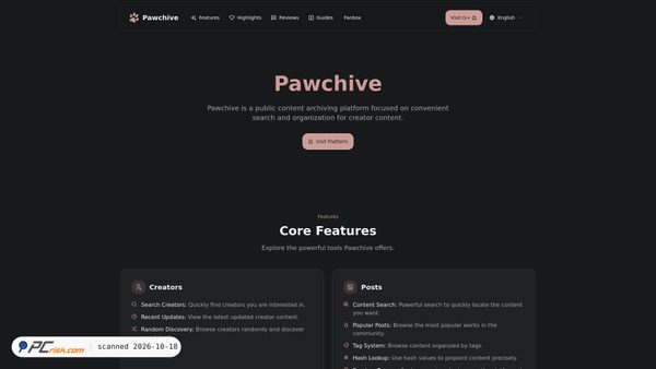 Captura de ecrã de pawchive.org