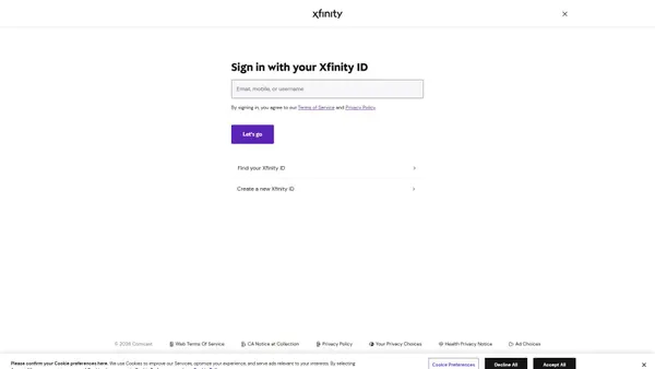 Captura de payments.xfinity.com