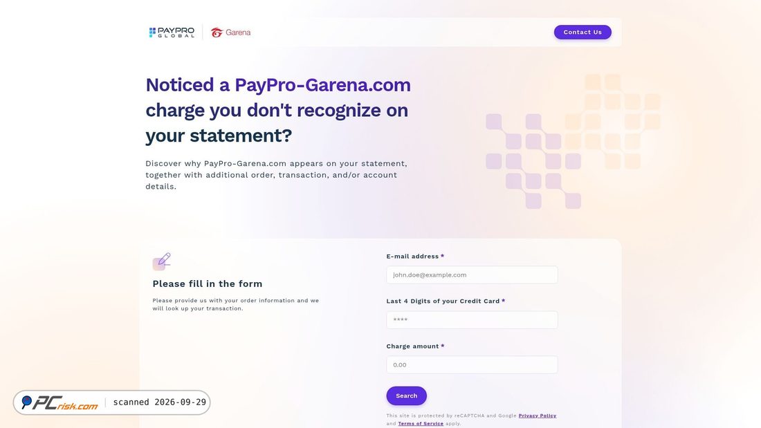 Captura de ecrã de paypro-garena.com