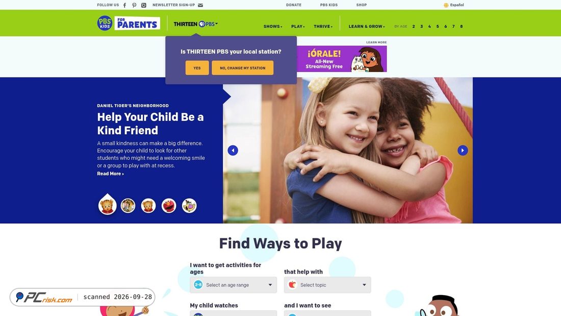 Screenshot of pbskidsforparents.org