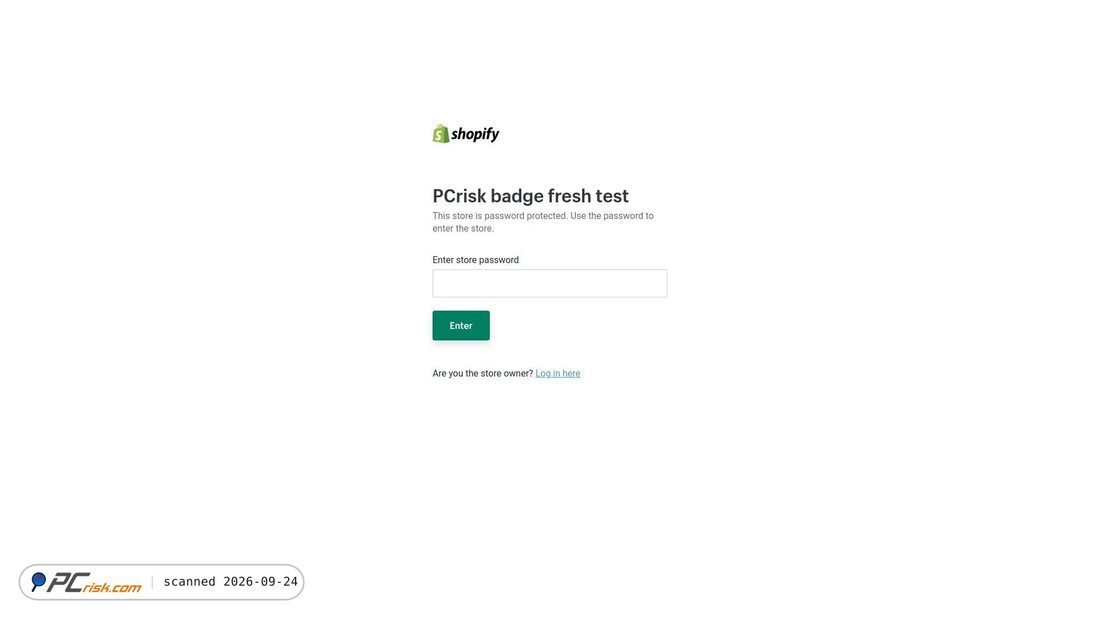 Screenshot of pcrisk-badge-fresh-test.myshopify.com