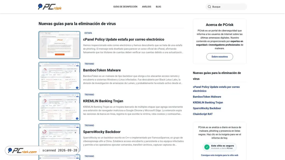 Screenshot of pcrisk.es