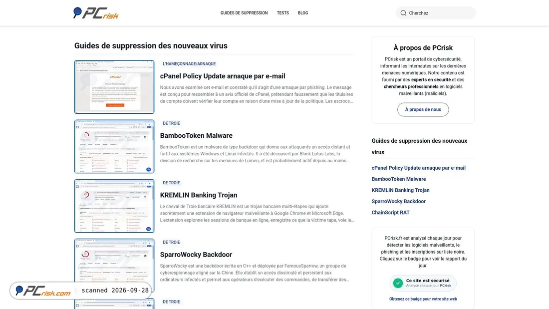 Screenshot of pcrisk.fr