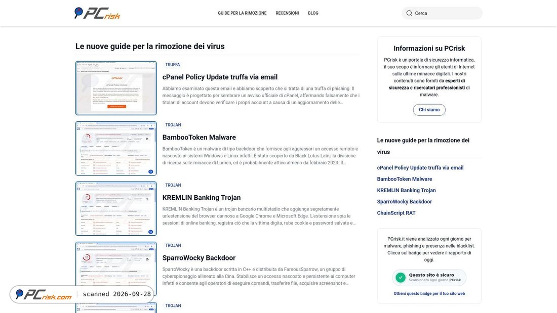 Screenshot of pcrisk.it