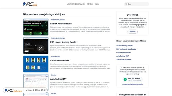 Screenshot van pcrisk.nl