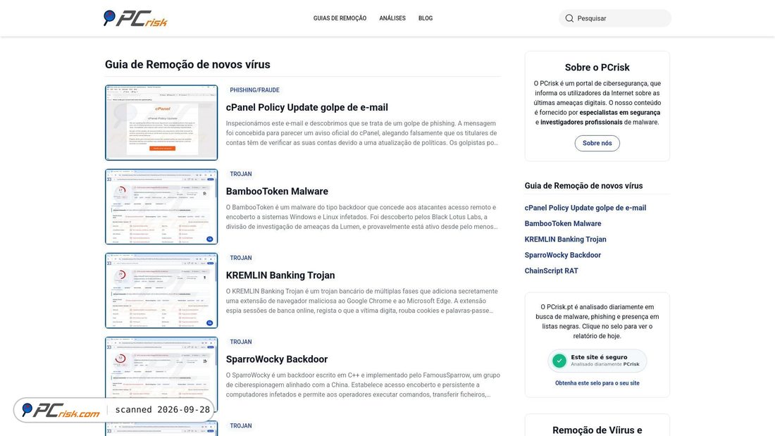 Screenshot of pcrisk.pt