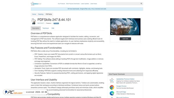Screenshot van pdfskills.updatestar.com