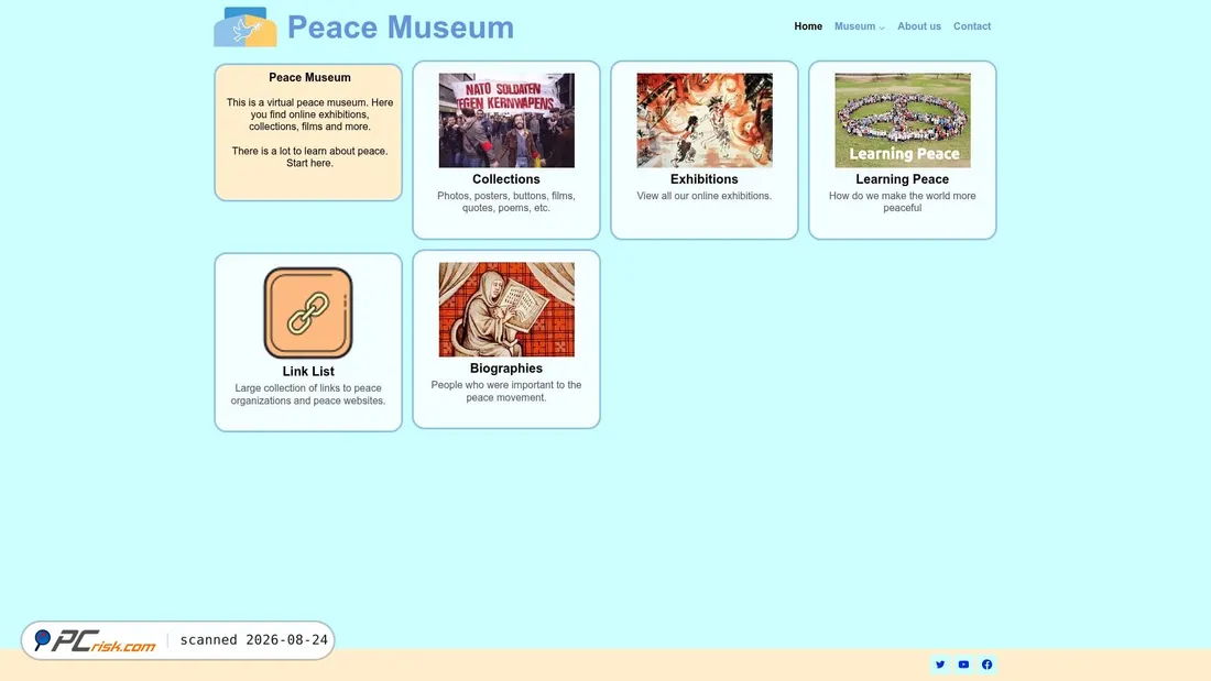 Screenshot of peacemuseum.online