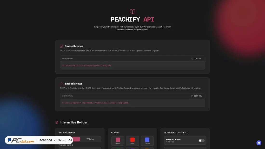 Screenshot of peachify.top