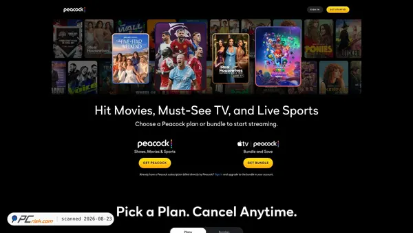 peacock.com screenshot