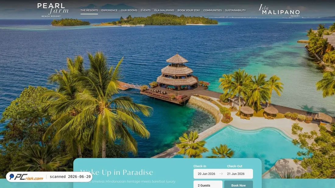 Screenshot di pearlfarmresort.com