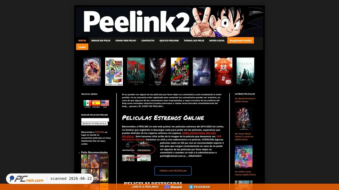 Screenshot of peelink2.com