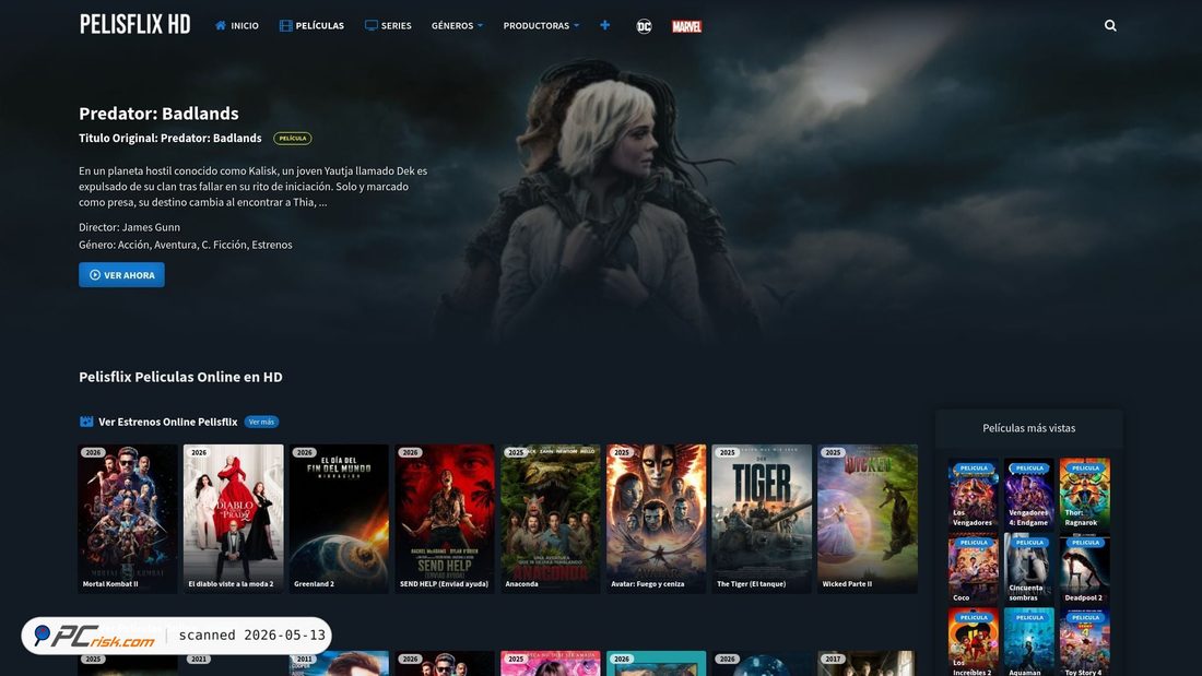 Screenshot von pelisflix1.autos