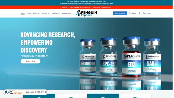 Capture d’écran de penguinpeptides.com