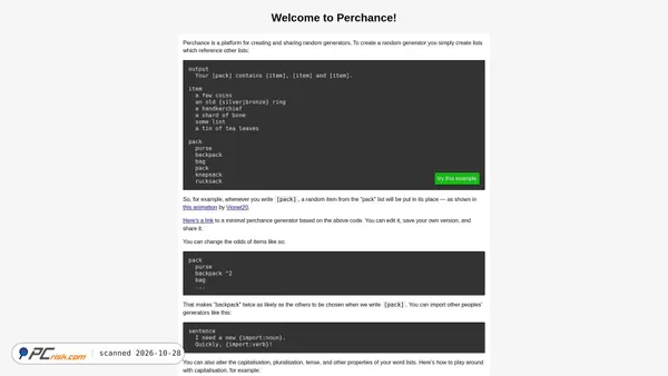 perchance.org Screenshot