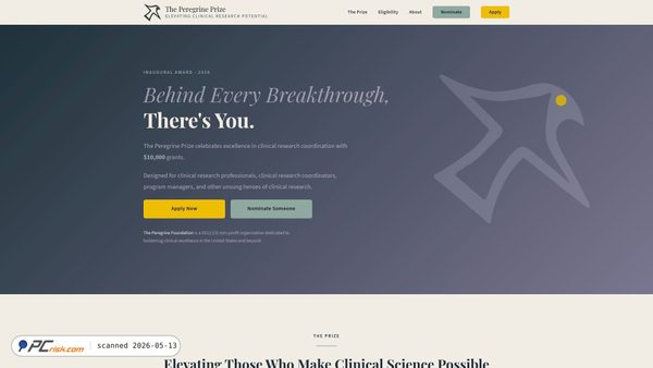 peregrineprize.org screenshot