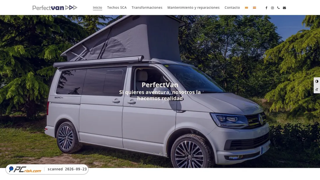 Captura de ecrã de perfectvan.com