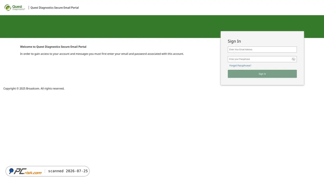 Screenshot of pgp-questdiagnostics.secure-email.symanteccloud.com