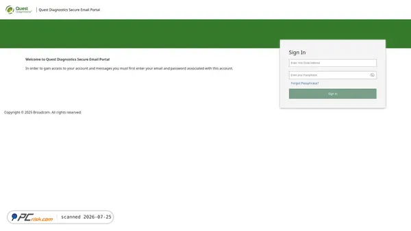 pgp-questdiagnostics.secure-email.symanteccloud.com screenshot
