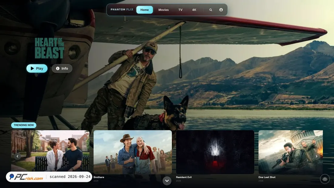 Screenshot of phantomflix.net
