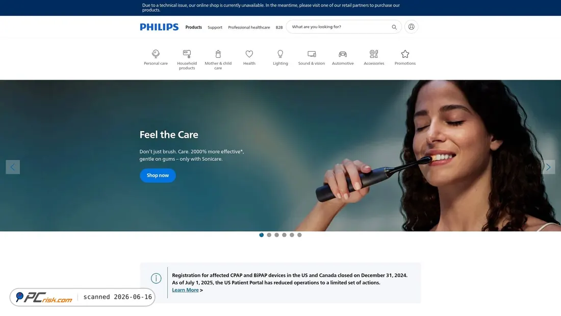 Screenshot di philips.com