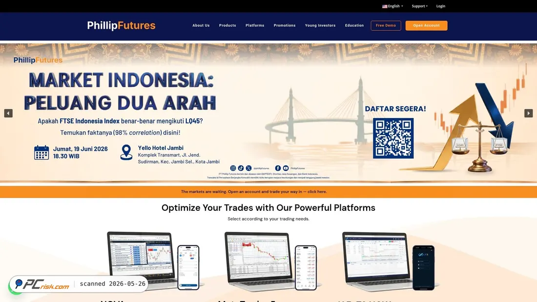 Screenshot of phillipfutures.co.id