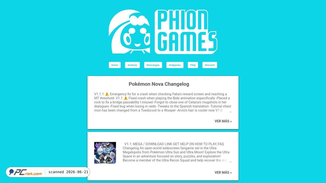 Screenshot of phiongames.blogspot.com