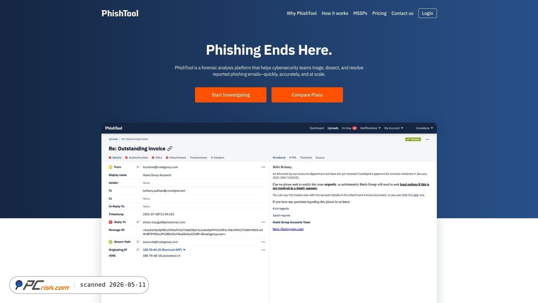 Screenshot von phishtool.com