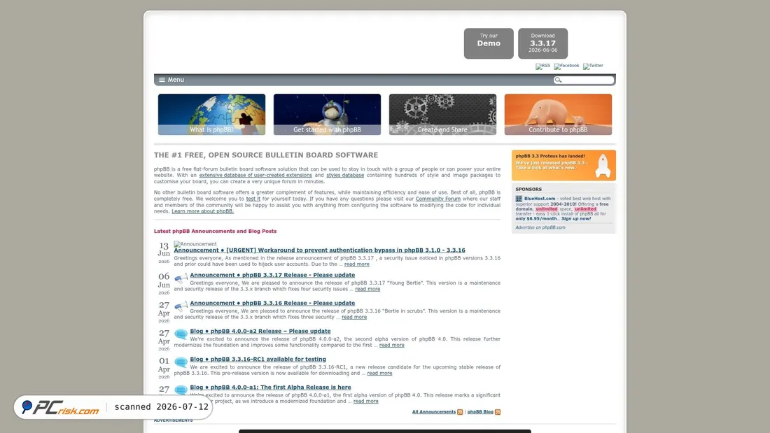 Screenshot of phpbb.com